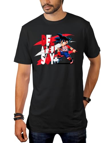 Egeberos Camisetas ATM Camiseta Adulto/Unisex Goku ALETI DE Madrid Colchoneras y Rojiblancas (Negro, M)