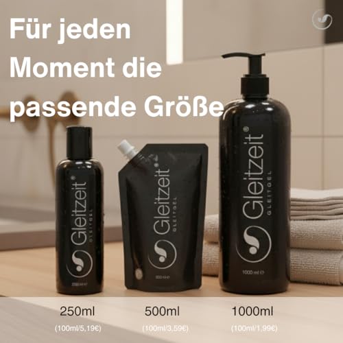 Gleitzeit® Gleitgel Wasserbasis PREMIUM 1 Liter XXL Gleitmittel sensitiv