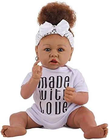 EROOLU Reborn Newborn Baby Dolls with Soft Body, African American Lovely Realistic Full Body Baby Girl Doll, Black Baby Dolls 22.8 Inch Best Birthday Gift Set with Clothes for Your Baby Girl…