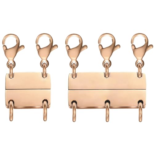 MKCYD Multi Necklace Layering Clasp Strong Magnetic Clasps, Gold and Silver Necklace Separator for Layering, Multiple Jewelry Closures for Layered Look