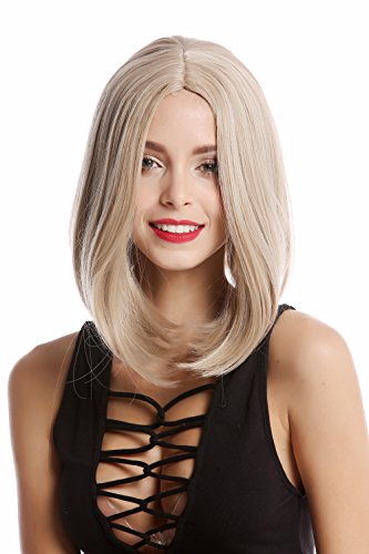 WIG ME UP - YZF-4356-16/26/silver Perücke Damenperücke Longbob Bob schulterlang glatt Mittelscheitel Blond Grau Mix