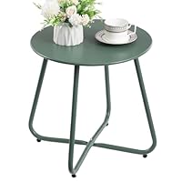 HollyHOME Beistelltisch Outdoor Balkontisch Klein Gartentisch Rund Beistelltisch Metall Wetterfest Loungetisch Outdoor Couchtisch für Patio Terrasse Wohnzimmer, Grün