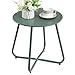 Produktbild HollyHOME Beistelltisch Outdoor Balkontisch Klein Gartentisch Rund Beistelltisch Metall Wetterfest Loungetisch Outdoor Couchtisch für Patio Terrasse Wohnzimmer, Grün