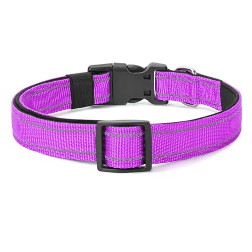 Image of Reflective Dog Collar, Adjustable Nylon for Large Dogs,Magenta