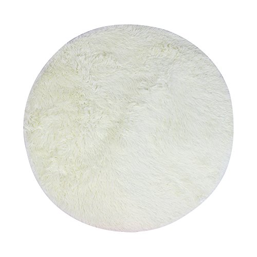 CONMING Rond carré, Tapis de Sol Shaggy Tapis de Tapis Super Doux Tapis Anti-dérapant Tapis Anti-dérapant Tapis de Yoga pour Salon Chambre et Plus Tailles (Blanc,160cm)
