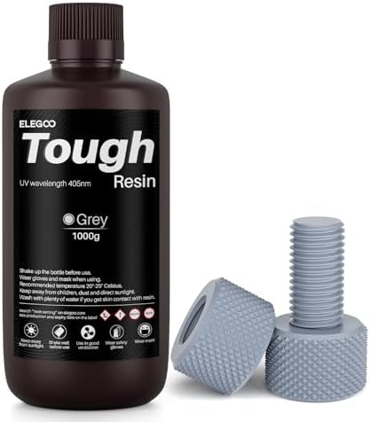 ELEGOO Tough Resin, 3D Printer Resin with High Impact Resistance and High Toughness, High Precision 3D Printing Resin for High Performance Printing, 3D Resin for DLP LCD 3D Printers, Grey 1000g
