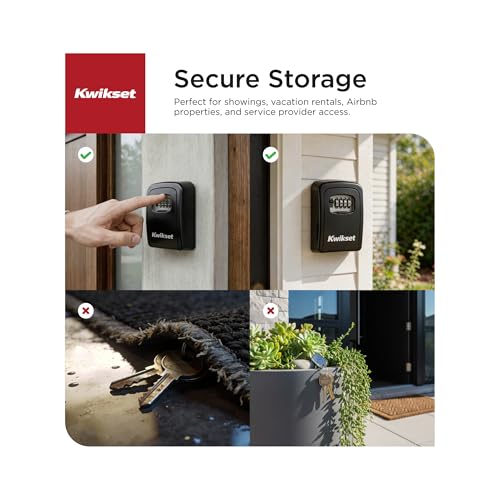 Kwikset Wall Mount Key Storage Lock Box, Combination, 3-9/16", Black | Resettable 4-Digit Code Holds Multiple Keys and Fobs; Weather-Resistant Shell for Realtors and Caregivers - image 4