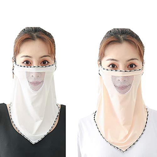 Women Sun Mask Ice Silk Veil Neck Gaiter Sun Proof Face Mask Colorful Face Cover Outdoors UV Protection