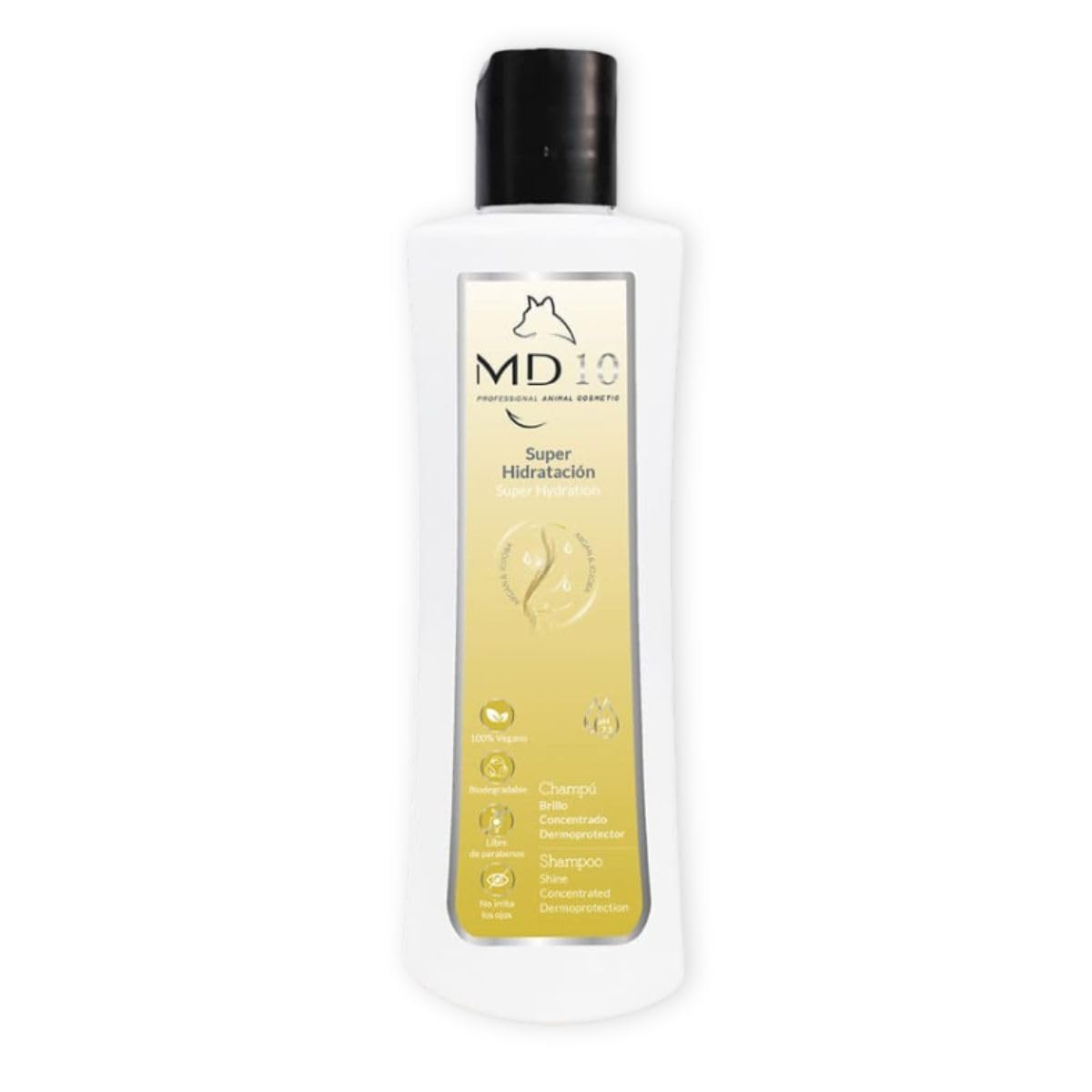 Szampon nawilżający dla psów, wegański i biodegradowalny, zawiera oleje arganowe i jojoba - MD-10 COLLECTION, wyprodukowano w Hiszpanii, 300 ml