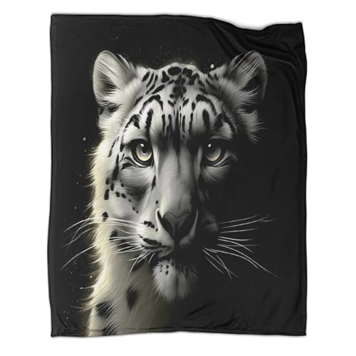 Plaid voyage léopard des neiges couverture microfibre 150x200cm - 3