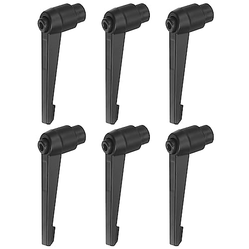 Image of HARFINGTON 6pcs Adjustable Clamping Lever Handles M10 Female Thread Knobs Rotating Screw Locking Quick Release Ratchet Push Button Handle, Black