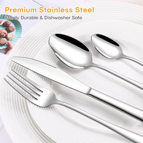 Cutlery Set for 4 People, 16 Pieces Stainless Steel Knife and Fork Sets, Mirror Polished Silverware Flatware Set, Classic Simple Design Easy Clean Dishwasher Safe - Image 3