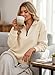 BLENCOT Women Half Zip Oversized Sweatshirts Long Sleeve Solid Color Drop Shoulder Fleece Workout Pullover Apricot XL
