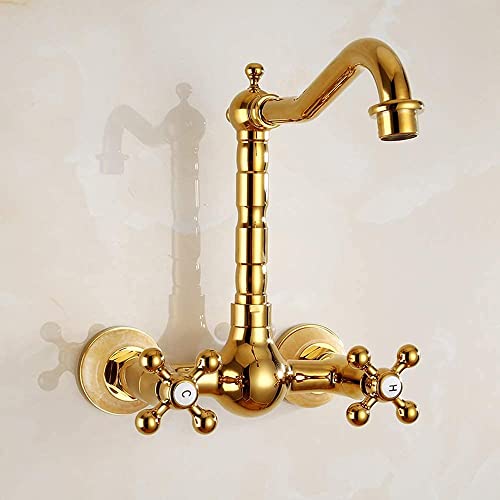 Grifo del lavabo del baño dorado con diseño monomando para agua fría y caliente