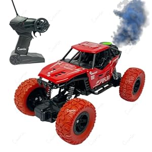 Camin Remote Control Monster Truck Rock Crawler, Smoke Effect, Climbing RC Toy Vehicle Car for Kids, Boys and Girls (Red)