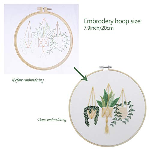 Embroidery Kits with Colorful Flower and Plant Designs; Embroidery Starter Sets with Patterns – Perfect Embroidery Beginner Kit with Hoop, Threads, Tools and Stamped Cloth