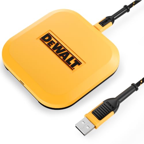 DEWALT Fast Wireless Charging Pad — Type C Cable and AC Adapter Included — 10W Max Qi Wireless Charger iPhone 14/13/12 Samsung Android — Wireless Phone Charger Mat