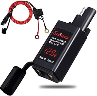 Suuwer Motorcycle USB Charger, 5V 4.8A SAE to USB Adapter for Charging Your