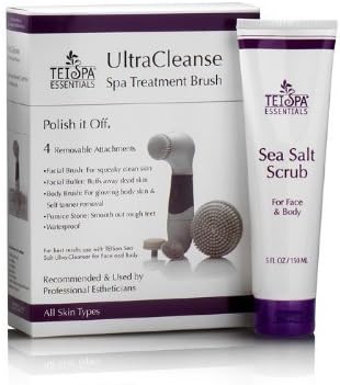 Ultra Cleanse & Sea Salt Scrub: Face & Body Spa Brush Treatment Set w/FREE Sea Salt Scrub