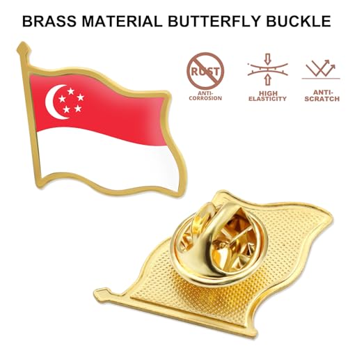 Image of 12 /24 /50 /100Pcs Singapore Flag Lapel Pins Bulk - Metal Singaporean National Lapel Pin