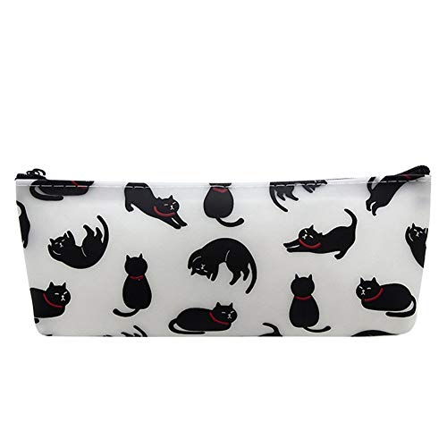 Preisvergleich Produktbild Ogquaton Niedliche Katze Design Schreibwaren Stift Federmäppchen kosmetische Aufbewahrungstasche und Bürobedarf 3 x 8 x 19,5 cm weiß umweltfreundlich und praktisch
