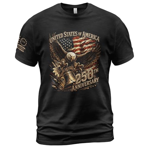 250th Anniversary USA Shirt 1776-2026 250th Anniversary Shirt USA Eagle Graphic Shirts for Men 3 (Black-M)