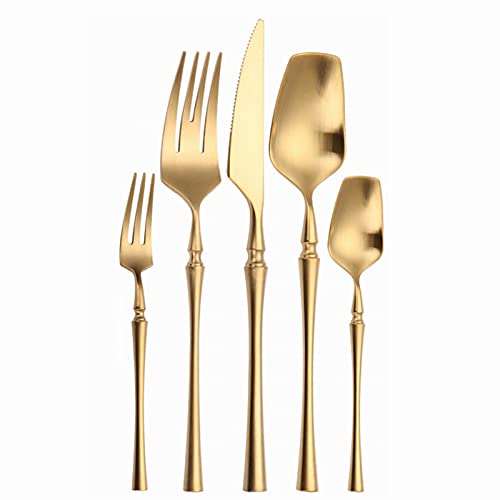 Ensemble de couverts or mat pour repas de mariage et fêtes - 3