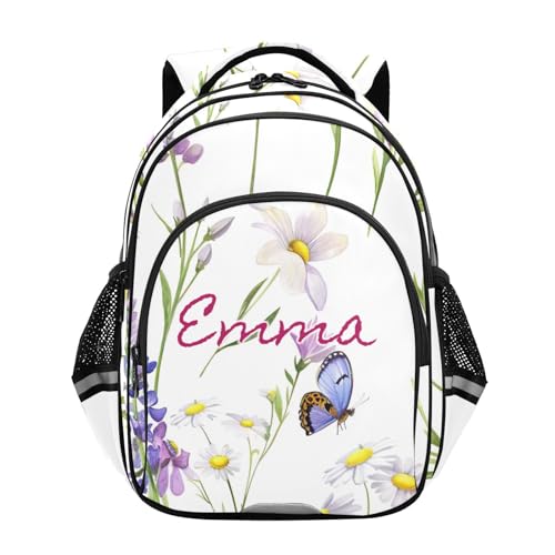 Sac à dos école personnalisé fille garçon motif papillon blanc 15 inch