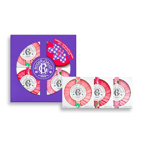 RogerGallet - Trio Savons Bienfaisants - Savons Solides Corps Parfumés - Coffret Cadeau Femme - Parfum Fleur de Figuier, Gingembre Rouge et Rose - Edition...