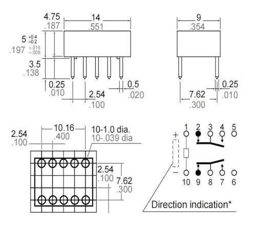 Relé EA2-12NU TQ2-12V de 10 pines componente electrónico miniatura 2