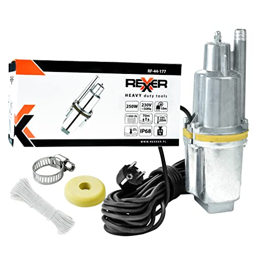 Rexxer | Tauchpumpe | 250 W Alu Wasserpumpe Ø 98 mm Tauchpumpe Membranpumpe Brunnenpumpe Gartenpumpe Cover