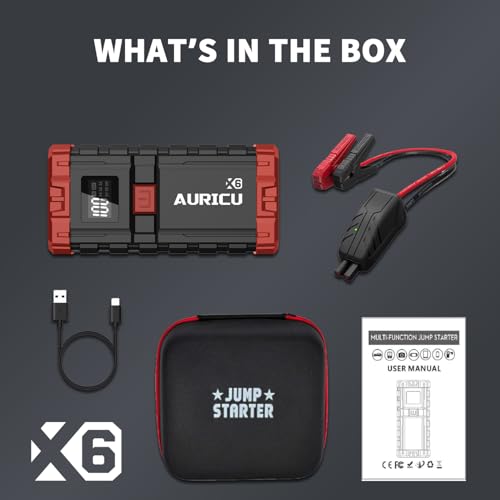 Image of X6 1600A Jump Starter 12V Lithium Battery Booster Pack, Portable Jump Box, Power Bank & Jumper Cables for Max 6.0L Gas Engines and Max 3.5L Diesel Engine