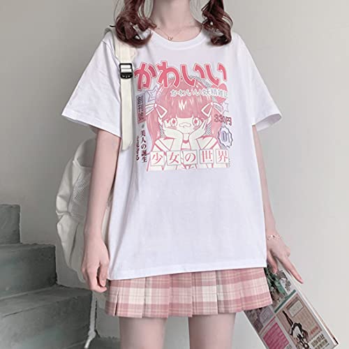 Pastel Goth Japanese Fashion Kawaii Clothes Soft Cotton Comic Print Girl's World T-Shirt2