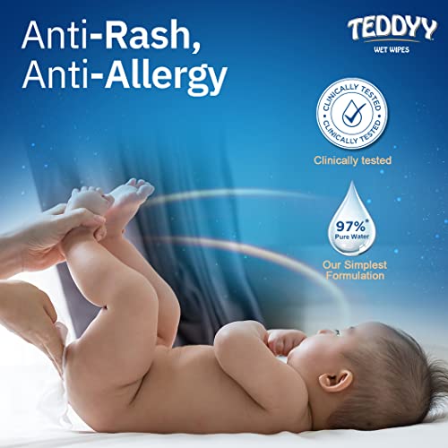 Image of Teddyy Soft Cleansing Baby Wet Wipes with Lid | 144 Wipes | Special Germ Protection | Anti - Rash | Enriched With Aloe Vera and Vitamin E | 72 Wipes x 2 Packs