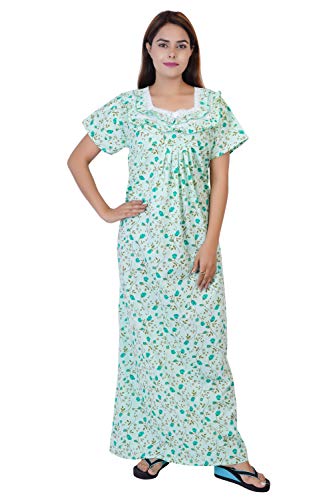 Image of Women's Cotton Block Print Knee Length Nighty
