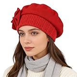 Womens Wool Berets French Beret Beanie Winter Hats Hy022 (Red)