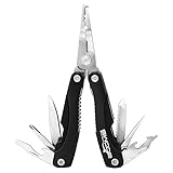 Booms Fishing L1 Fishing Pliers 12-in-1 Multi-Tools with Nylon Sheath and Coiled Lanyard, 6.7-Inches, Black