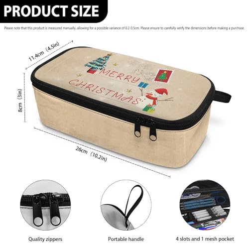 Image of Christmas Snowman Kids Pencil Pouch Large Capacity,Pencil Case for Boys Girls Personalized Pencil Box for Preschool Elementary Children Pencil Container for School Supplies