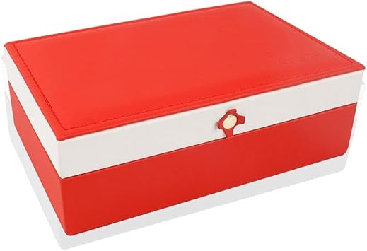 Jewelry Organizer Box Flower Magnetic Buckle Single Layer Simple Portable Organizer Box PU Leather Ring Jewelry Storage Box Color Red