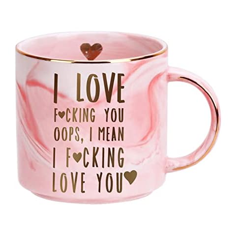 TGOOD Christmas gifts for Her Wife Girlfriend Stocking Stuffers for Women Mom I Love You Coffee Mug, Christmas Birthday Gifts Mug, Pink Marble Coffee Cup 12 Oz -Funny Novelty Mug Gift Tea Cup Cover