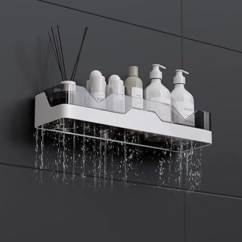 Image of TASMAX Bathroom Wall Shelf, Self-Adhesive, 2 Shelves, Premium Plastic Soap Holder