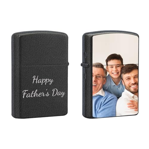 DJAFS Engraved Windproof Lighter - Matte Black Custom Logo for Corporate & Wedding Gifts Reusable Personalized Pocket Lighter for Him/Her - Anniversary, Promotional Events, Premium Metal Gift Box