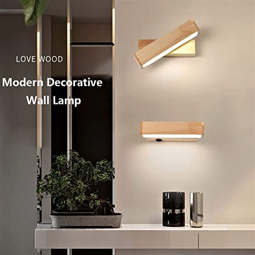 Aplique de pared LED de madera giratorio e interruptor manual integrado 3