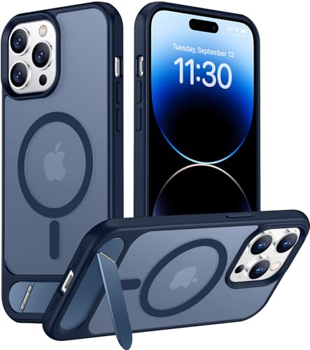 Image of Magnetic Compatible with iPhone 14 Pro Max Case, [Built-in Invisible Kickstand][Compatible with MagSafe] [Military Grade Shockproof] Slim Translucent Matte Phone Case for iPhone 14 Pro Max 6.7 inch