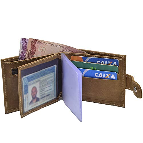 Carteira Masculina 100% couro Legítimo P/cartões,cnh,cédulas,rg (AMARELO)