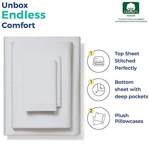 100% Cotton King Size Sheet Set - 4 Piece Set - Hotel Luxury Bed Sheets - Deep Pocket - Easy Fit - Breathable & Cooling Sheets - Comfy - 800 Thread Count Sateen Weave Silver Bedsheets - Kings Sheets #TOP2