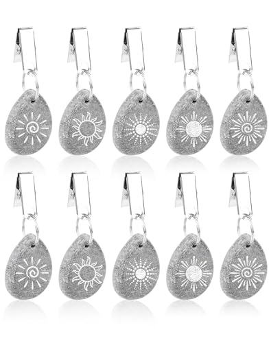 10 Stück Tischdeckenbeschwerer Extra Schwer Beschwerer für Tischdecken aus Echtem Marmor Tropfenform Tischdeckengewichte mit Metall-Clip für Outdoor Garten Tischdeckenhalter für Draußen