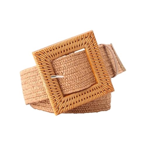 Decorative Belt Adjustable Buckle Waist Belt Women Elastic Weaving Belt Wide Waistband for Woman Girls Colorful Straw Vintage Waist Belt for Country Concert Outfit(Color-08)