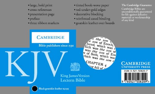 KJV Lectern Bible, Black Goatskin Leather over Boards, KJ986:XB      Leather Bound – Large Print, April 29, 1993