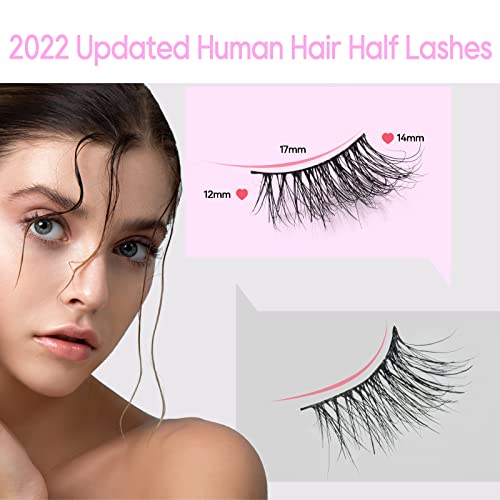 Frihappy Half Lashes Mink False Eyelashes Natural Lashes 6 Pairs Accent Fake Lashes Wispy Light Volume Reusable Lashes Pack 2P #TOP3
